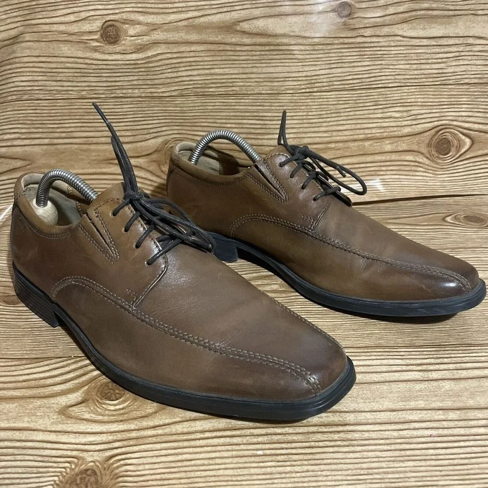 Clarks Oxford Shoes Men's 9M Tilden Walk Dress Business Casual Tan Leather